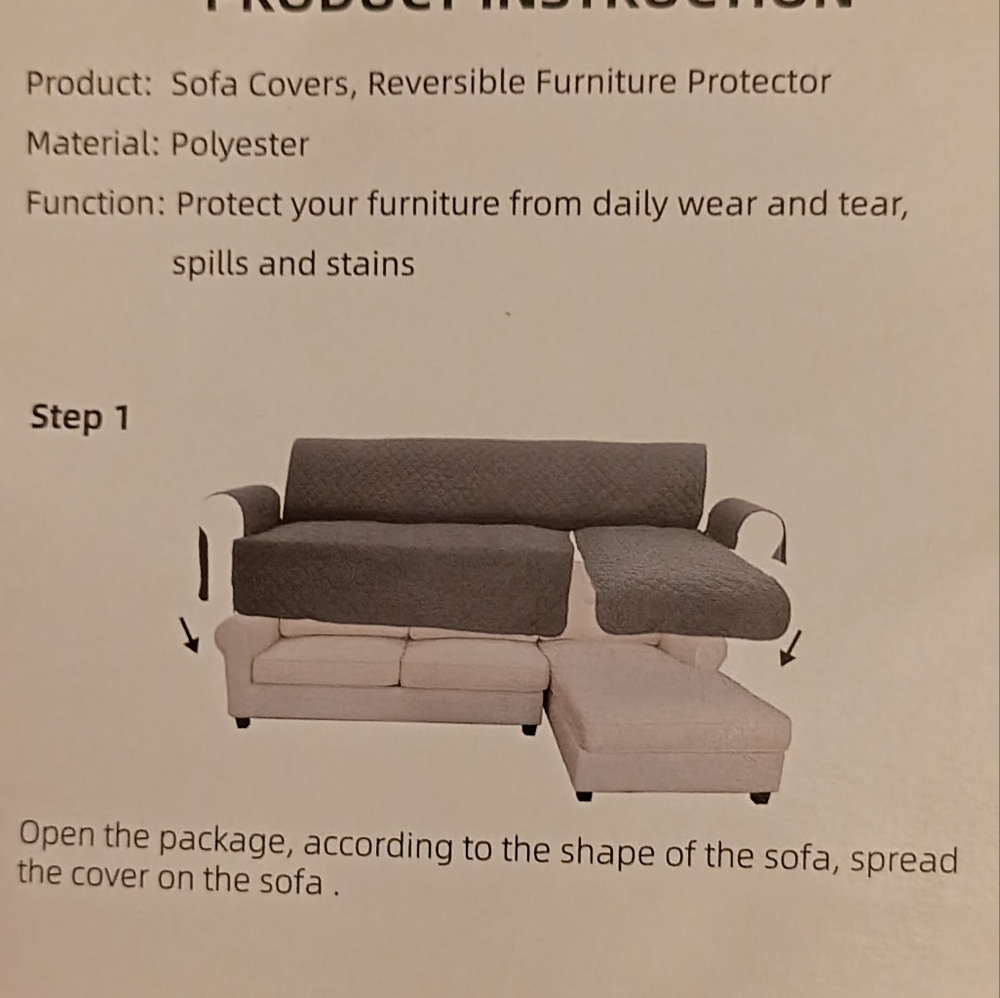 Reversible Sofa Cover in Gray and Cream